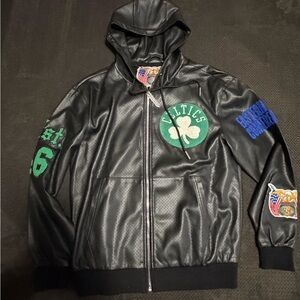 Jeff Hamilton Autographed Boston Celtics leather jacket size XS